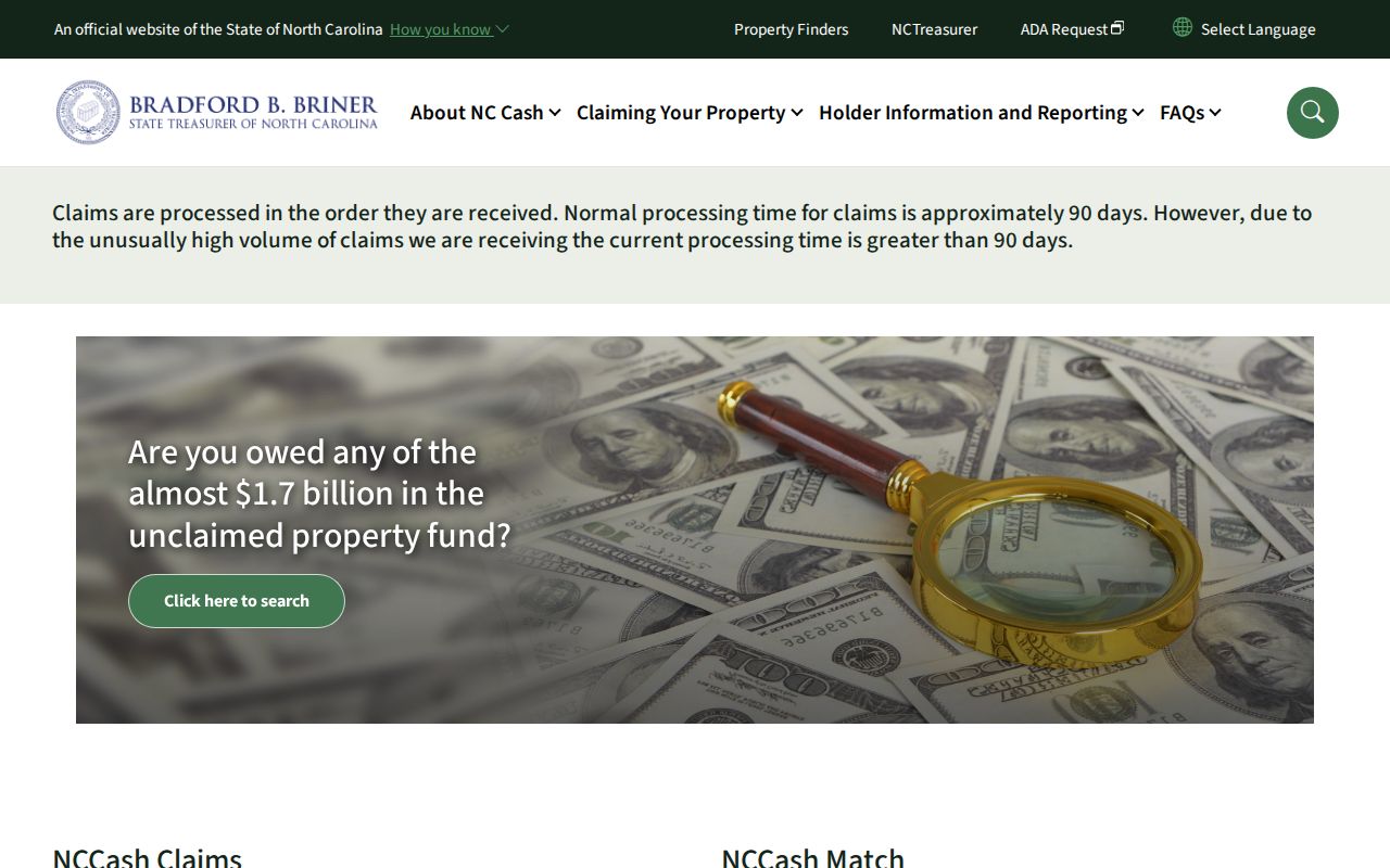 Rocky Mount people search with the NCCash unclaimed property lookup