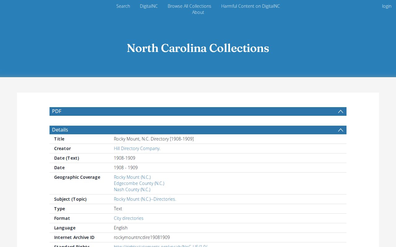 Rocky Mount people directories digitized 1908 city edition