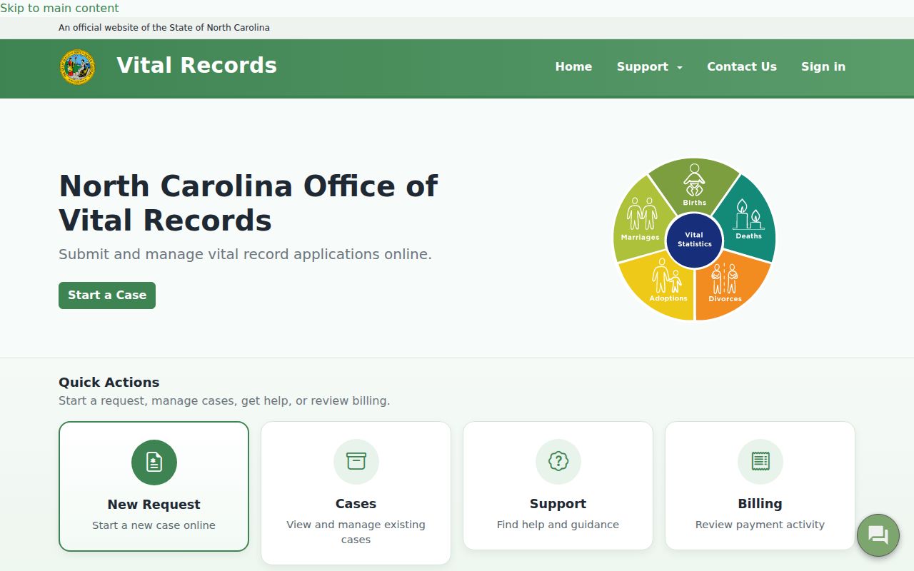 Rocky Mount public records application through North Carolina Vital Records