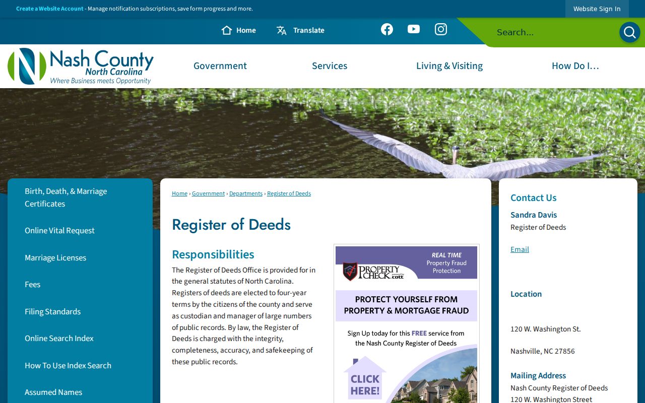 Rocky Mount public records access at Nash County Register of Deeds